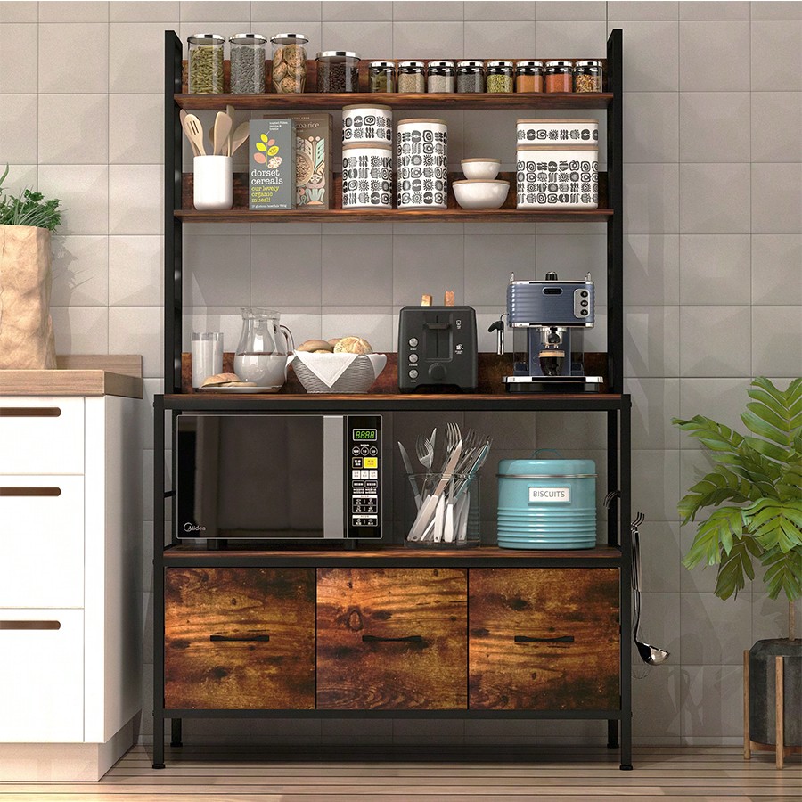 Microwave Oven - Rak Dapur dengan 3 Keranjang, Rak
